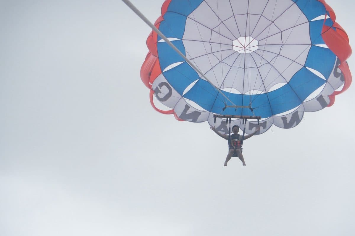 Parasailing high above the sea